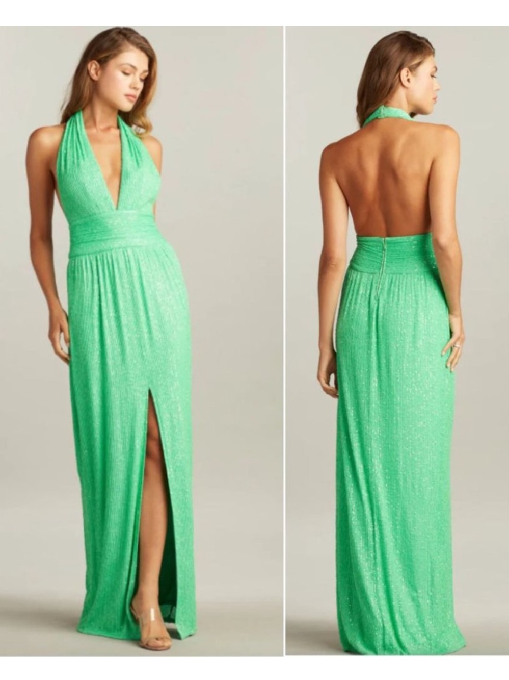 Tadashi Shoji Sasha Sequin Halter Gown